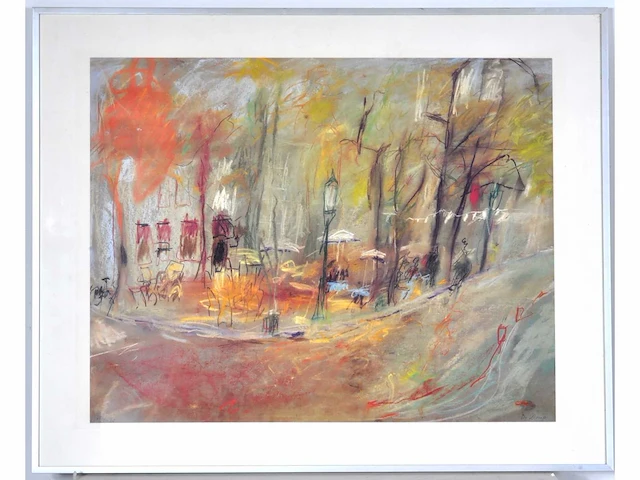 Dorrit klomp - zicht op een terras - litho - afbeelding 2 van  8