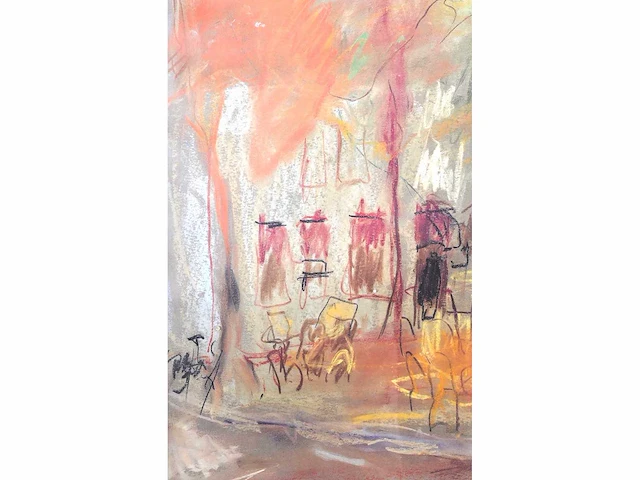 Dorrit klomp - zicht op een terras - litho - afbeelding 5 van  8