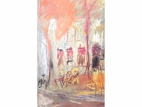 Dorrit klomp - zicht op een terras - litho - afbeelding 5 van  8