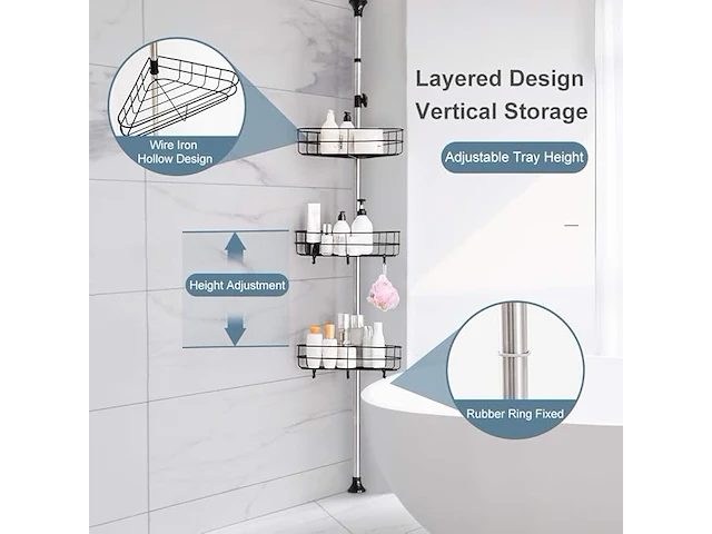Douche organiser 4 mandjes - afbeelding 1 van  4