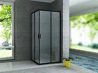 Douchecabine draaideur - mat zwart - 90x90x200cm - afbeelding 1 van  4