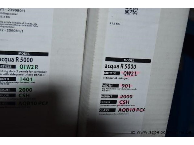 Douchedeur en wanden duka acqua r5000 best uit 2x qtw2r (1400x2000)en qw2l (900x2000) (foto ter illustratie, let op rechts /links) - afbeelding 3 van  5