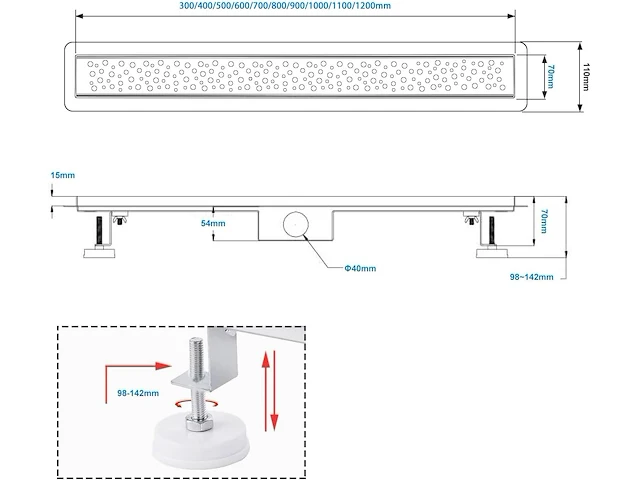 Douchegoot rvs 100cm ultraplat met sifon - afbeelding 2 van  6
