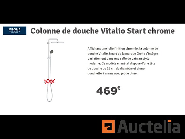 Douchesysteem met thermostatische mengkraan grohe vitalio start 250 cube - afbeelding 1 van  4