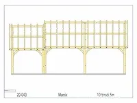 Douglas carport 10,5x5,5 met dak en wandbekleding - afbeelding 2 van  20