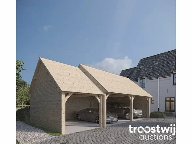 Douglas carport 10,5x5,5 met dak en wandbekleding - afbeelding 1 van  20