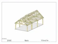 Douglas carport 10,5x5,5 met dak en wandbekleding - afbeelding 14 van  20