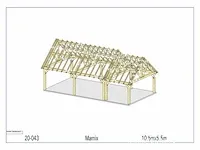 Douglas carport 10,5x5,5 met dak en wandbekleding - afbeelding 15 van  20