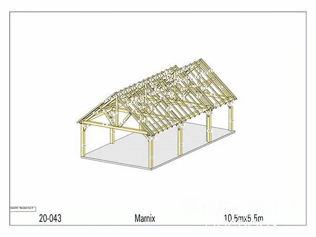Douglas carport 10,5x5,5 met dak en wandbekleding - afbeelding 17 van  20