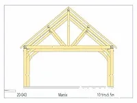 Douglas carport 10,5x5,5 met dak en wandbekleding - afbeelding 18 van  20