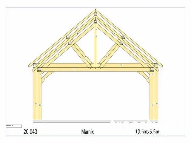 Douglas carport 10,5x5,5 met dak en wandbekleding - afbeelding 19 van  20