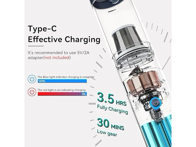 Draadloze handstofzuiger 3in1 blauw - afbeelding 6 van  8