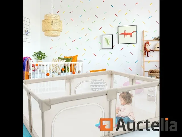 Draagbaar babyparkactiviteitencentrum met heras bouwhek - afbeelding 2 van  10