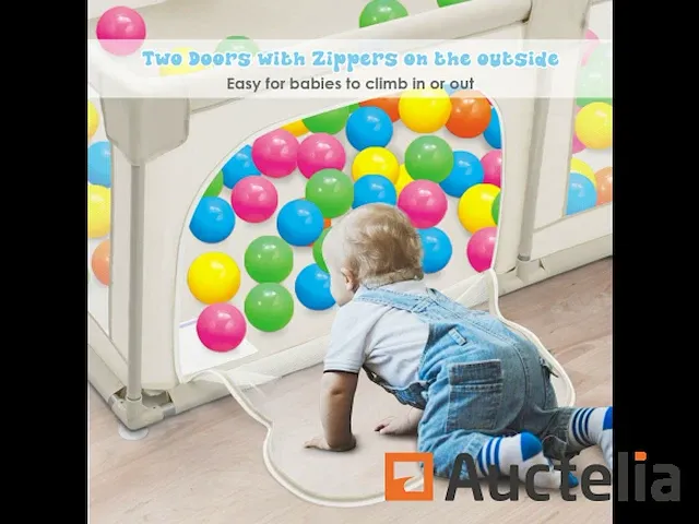 Draagbaar babyparkactiviteitencentrum met heras bouwhek - afbeelding 1 van  10