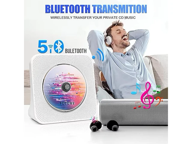 Draagbare cd-speler met bluetooth 5.0 - afbeelding 4 van  4