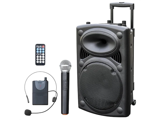 Draagbare luidspreker - 700 watt bleutooth - usb - karaoke - 2 microfoons - afbeelding 1 van  7