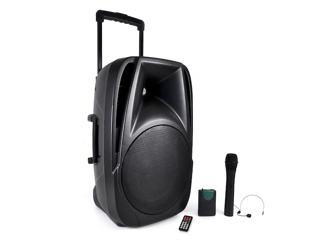 Draagbare luidspreker - 900 watt bleutooth - usb - karaoke - 2 microfoons - afbeelding 3 van  4