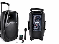 Draagbare luidspreker - 900 watt bleutooth - usb - karaoke - 2 microfoons - afbeelding 4 van  4