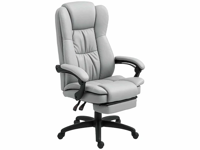 Draaibare bureaustoel met voetensteun, hoofdsteun, massagefunctie, synthetisch leer, 68,5x68,5x113-121cm - afbeelding 2 van  8