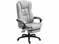 Draaibare bureaustoel met voetensteun, hoofdsteun, massagefunctie, synthetisch leer, 68,5x68,5x113-121cm - afbeelding 2 van  8