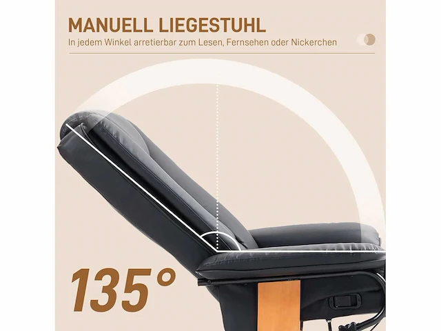 Draaibare relaxfauteuil, tot 150 kg, kunstlederen bekleding, stalen frame, zwart - afbeelding 3 van  9