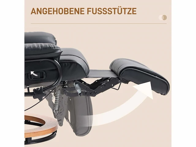 Draaibare relaxfauteuil, tot 150 kg, kunstlederen bekleding, stalen frame, zwart - afbeelding 4 van  9