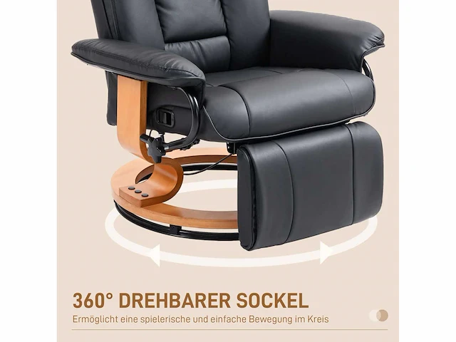 Draaibare relaxfauteuil, tot 150 kg, kunstlederen bekleding, stalen frame, zwart - afbeelding 5 van  9
