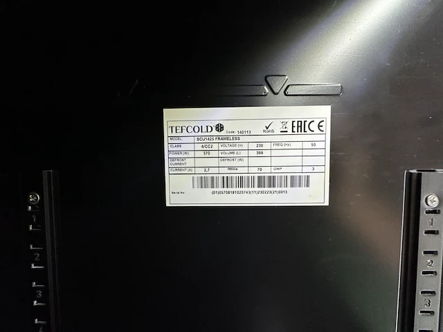 Drankenkoeling 1drs tefcold model scu1425 frameless - afbeelding 3 van  3