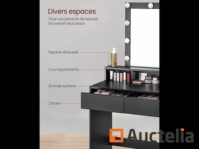 Dressing tafel, led-spiegel met instelbare helderheid - afbeelding 3 van  7