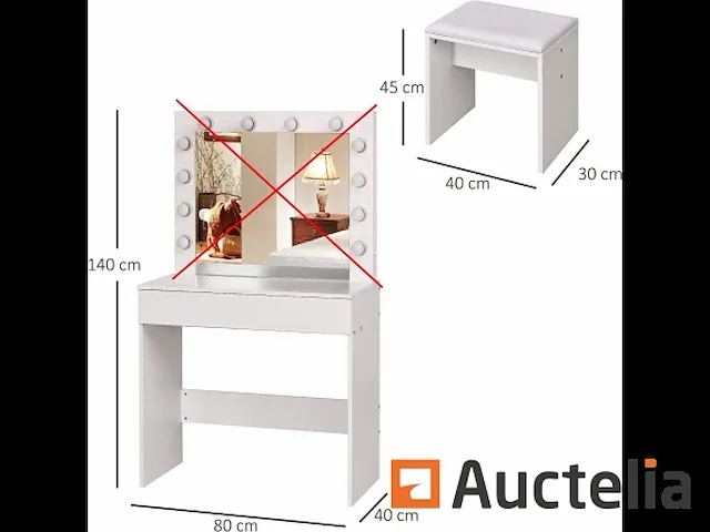 Dressing tafel set met kruk (zonder de spiegel) - afbeelding 2 van  3