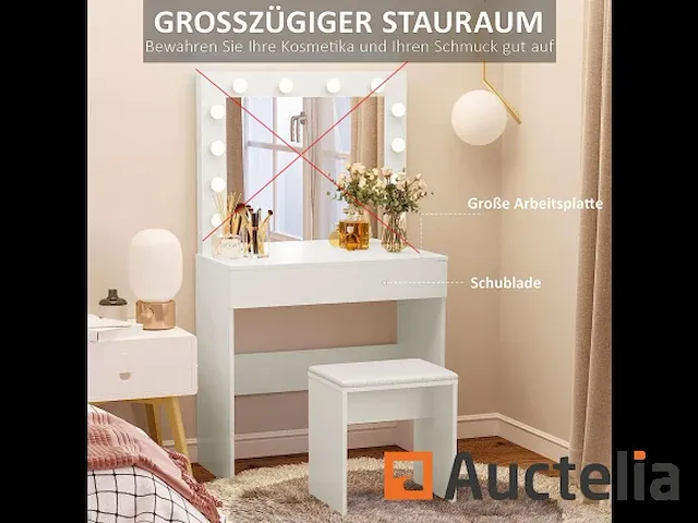 Dressing tafel set met kruk (zonder de spiegel) - afbeelding 3 van  3