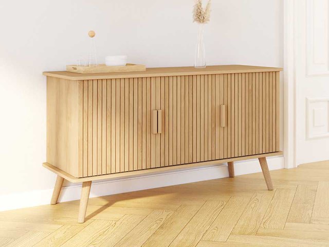 Dressoir - 3 deuren met lamelleneffect l110cm - afbeelding 1 van  9