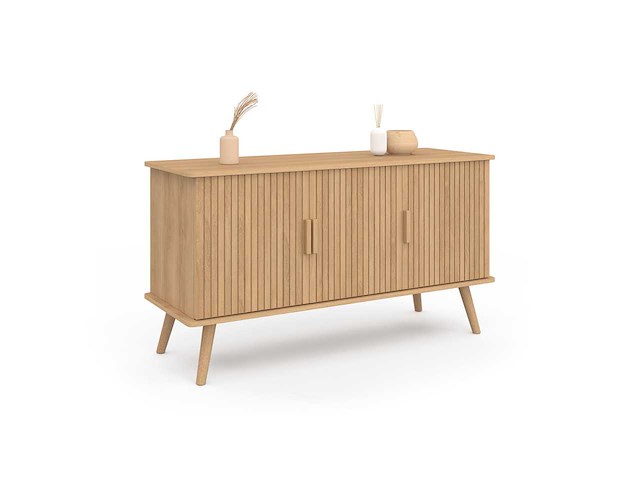 Dressoir - 3 deuren met lamelleneffect l110cm - afbeelding 3 van  9