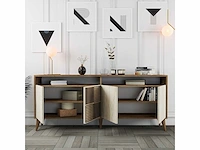 Dressoir - beige-walnoot travertijn - afbeelding 2 van  12