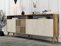 Dressoir - beige-walnoot travertijn - afbeelding 1 van  12