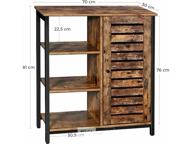 Dressoir - kast - bruin - hout - 70x30x81cm - afbeelding 3 van  3