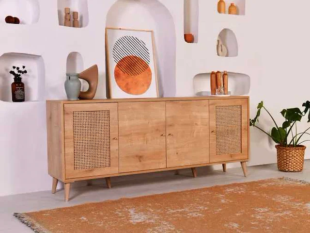 Dressoir - melamine met eiken afwerking - afbeelding 1 van  16