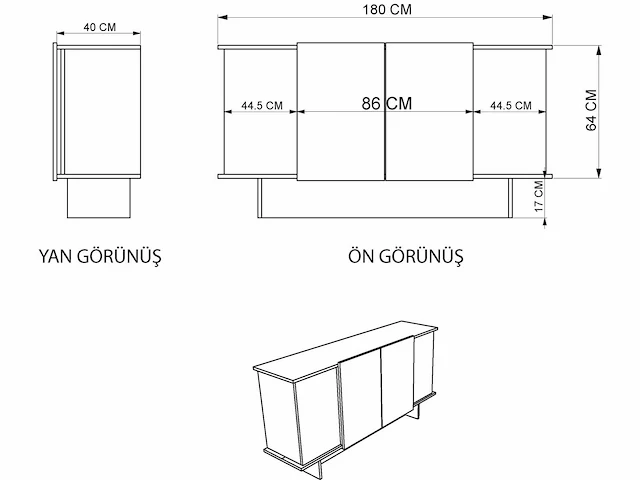 Dressoir 180 cm - afbeelding 6 van  8