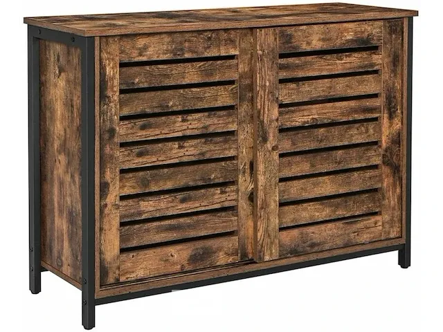 Dressoir kast - industrieel - bruin/zwart - hout - 100x35x70 - afbeelding 1 van  3