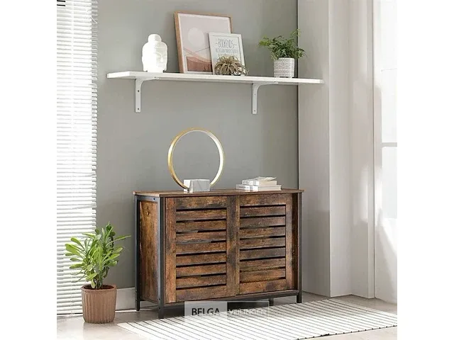 Dressoir kast - industrieel - bruin/zwart - hout - 100x35x70 - afbeelding 2 van  3