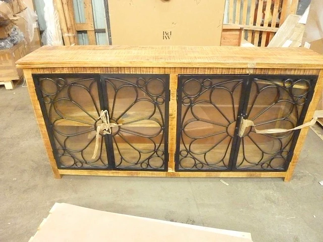 Dressoir met 4 deuren - mango en metaal - afbeelding 27 van  28