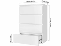 Dressoir met 4 lades - wit - afbeelding 4 van  6