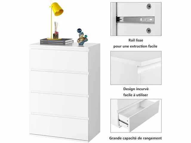 Dressoir met 4 lades - wit - afbeelding 6 van  6