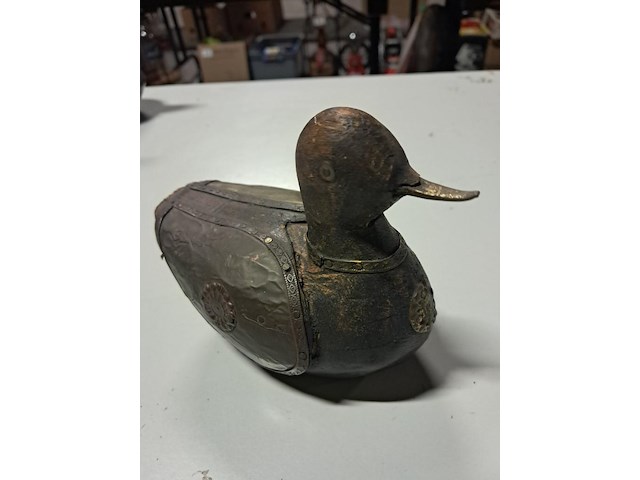 Drie tinnen eenden ,1 in hout en 3 in schaalvorm - afbeelding 4 van  6