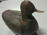 Drie tinnen eenden ,1 in hout en 3 in schaalvorm - afbeelding 4 van  6