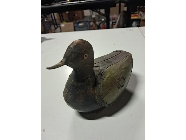 Drie tinnen eenden ,1 in hout en 3 in schaalvorm - afbeelding 5 van  6