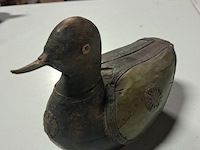 Drie tinnen eenden ,1 in hout en 3 in schaalvorm - afbeelding 5 van  6