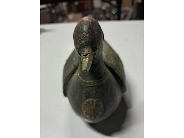 Drie tinnen eenden ,1 in hout en 3 in schaalvorm - afbeelding 6 van  6