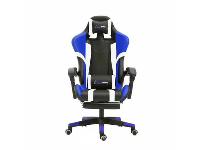 Driekleurige gaming- en bureaustoel met lineair accent blauw - afbeelding 1 van  5