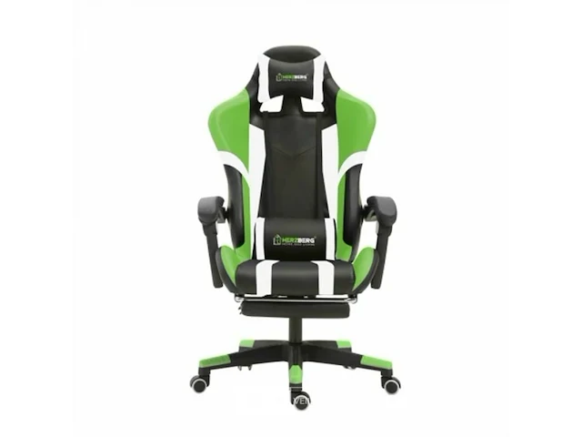 Driekleurige gaming- en bureaustoel met lineair accent groen - afbeelding 1 van  5